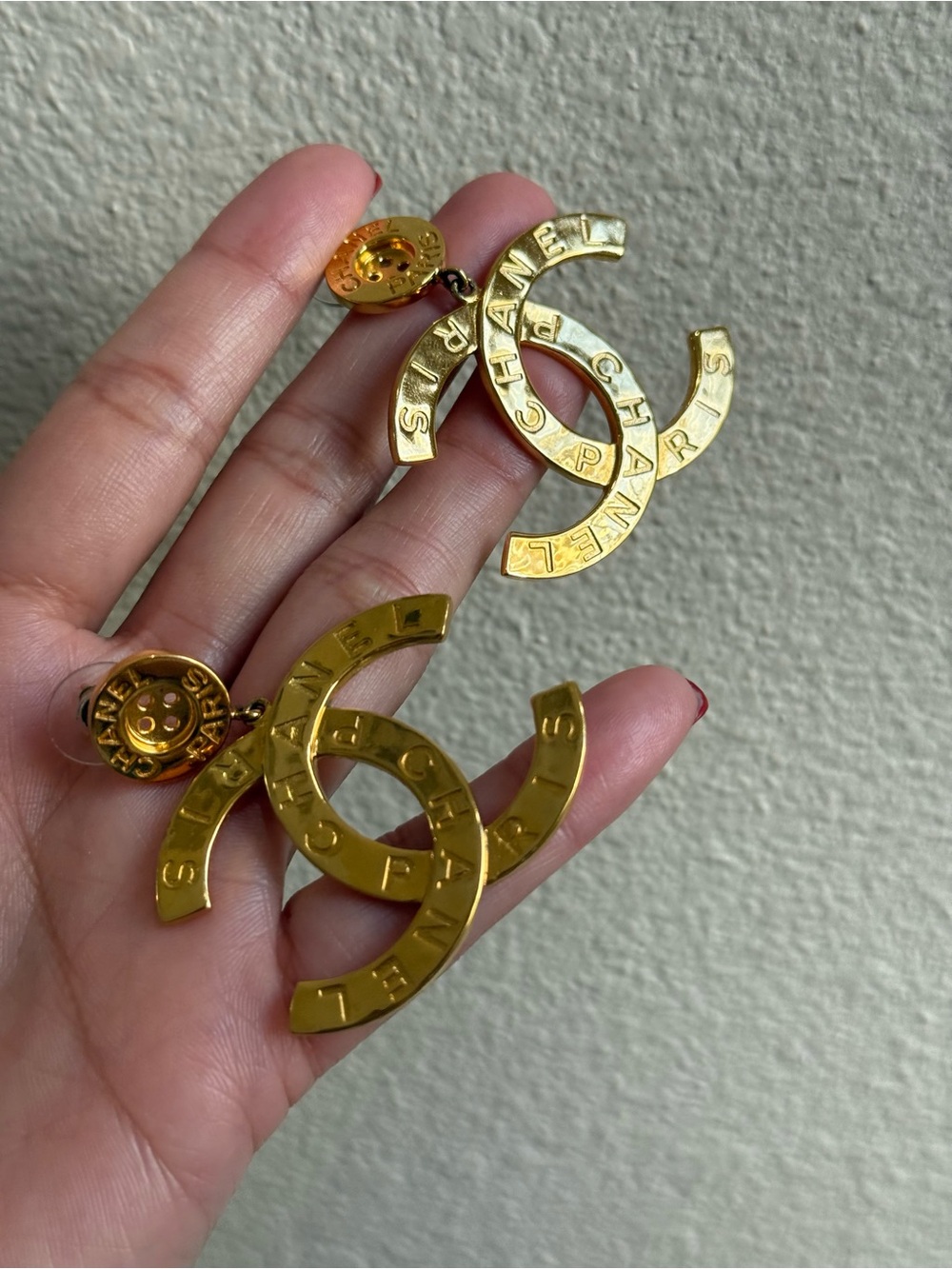 CHANEL Button Gold CC Logo Drop Earrings - Classic Gold Tone - Picture 14 of 15
